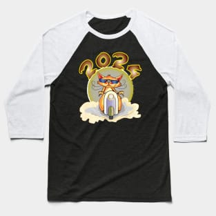 Cat Riding A Scooter New Year 2024 Baseball T-Shirt